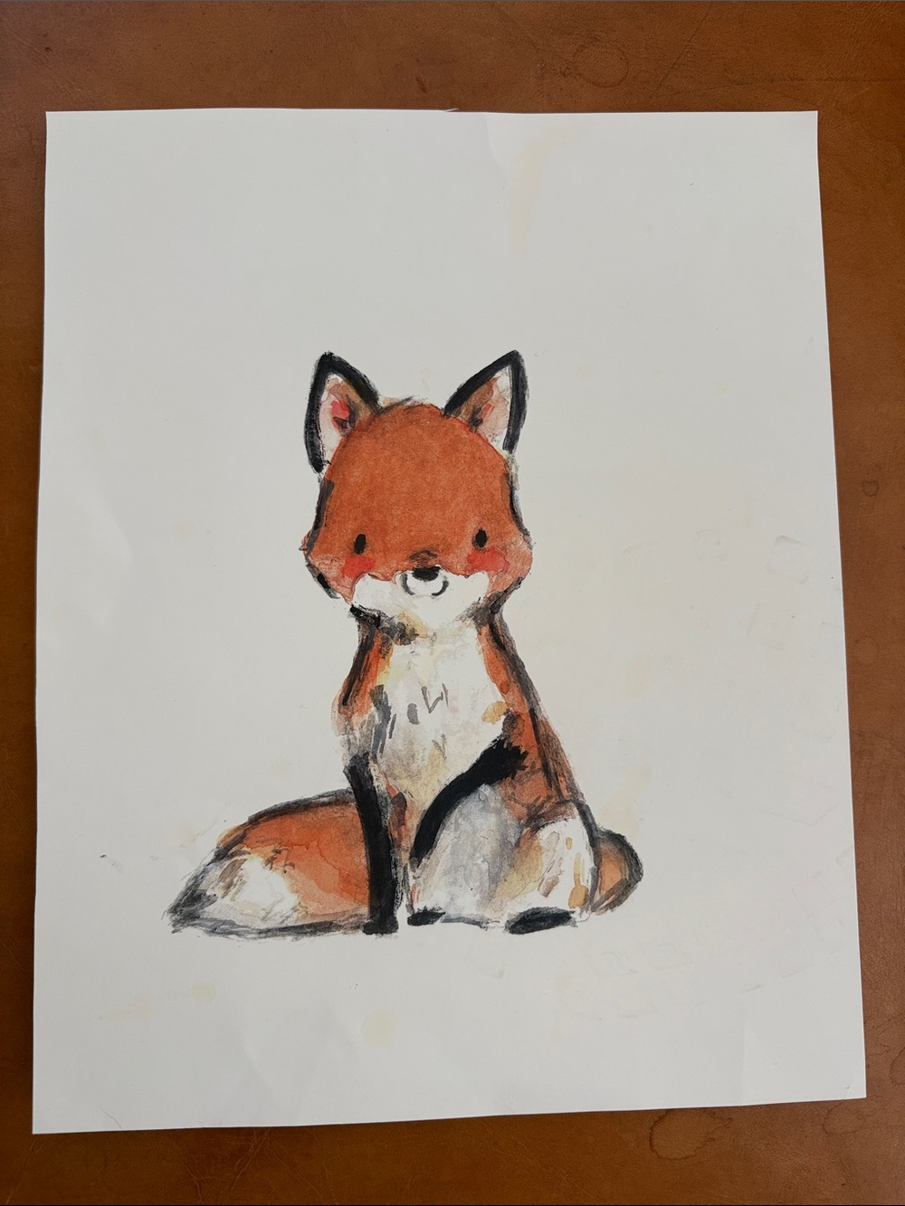 8x10  Orange  Woodland Fox Nursery/ kids room Art Print